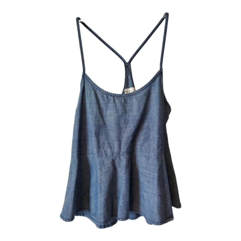 AG‎ Adriano Goldschmied chambray racerback peplum top